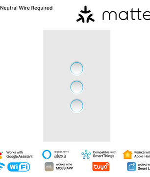 Moes Tuya WiFi Concave Glass Smart Switch with Alexa Google