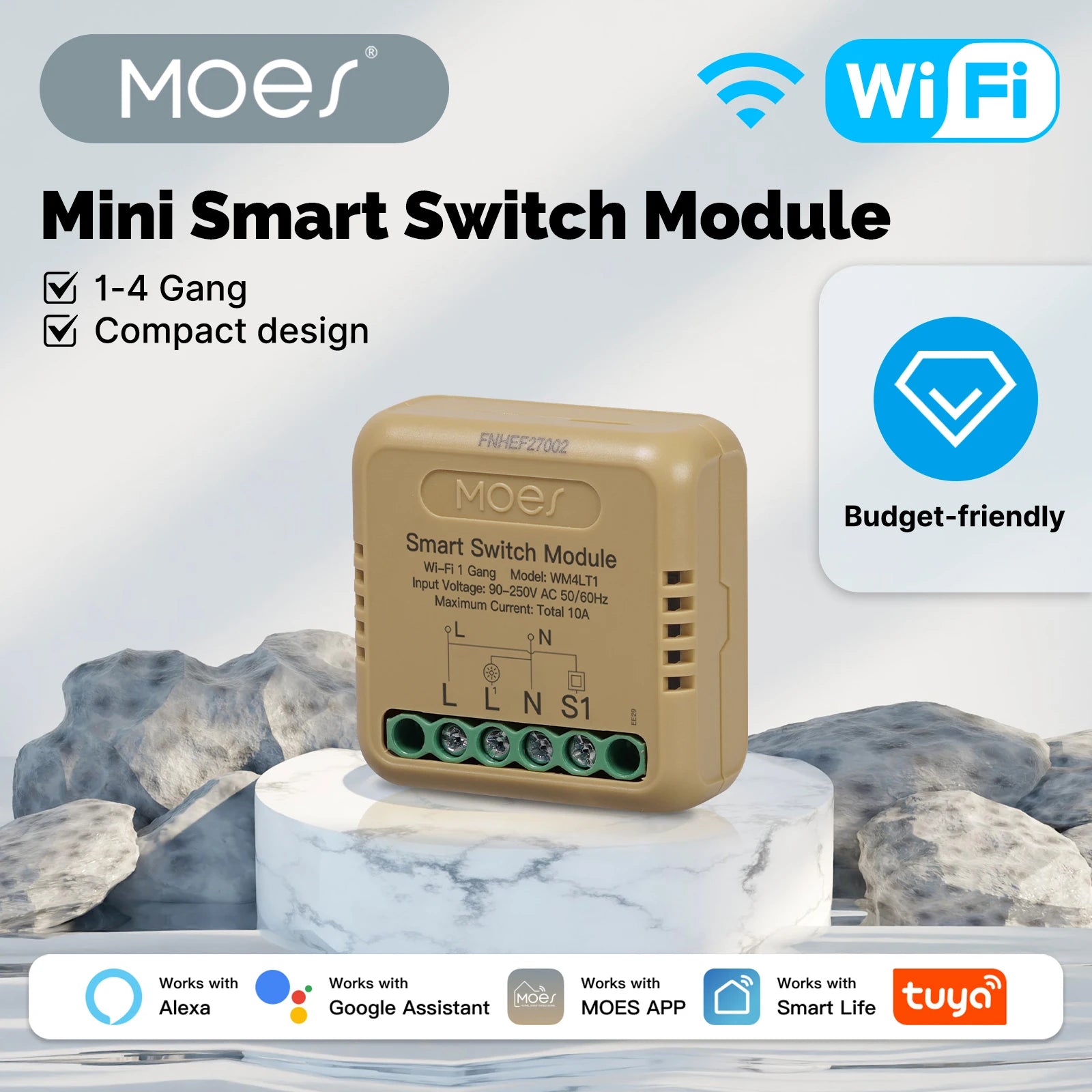 MOES WiFi Zigbee Smart Switch Module 1-4 Gang with Voice Control