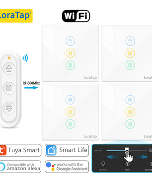 LoraTap 240V 600W Plastic WiFi Rolling Blinds Curtain Switch