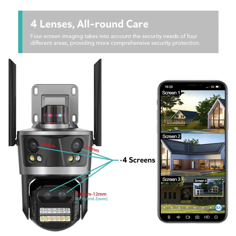 Boavision 6MP WIFI 4 Screen Auto Tracking Security Dome Camera