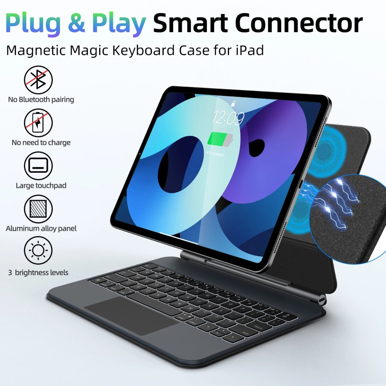 11 Inches Wireless Magnetic Magic Keyboard Case for Apple iPad