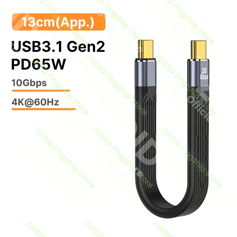 PD100W Aluminum Alloy USB4.0 Gen3 Type-C Fast Charging Cable