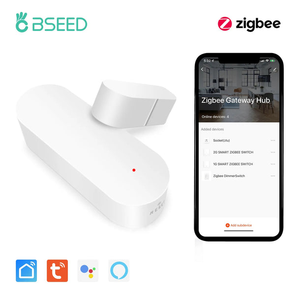 Bseed 10A Plastic Smart Alexa Google ZigBee Door Security Sensor