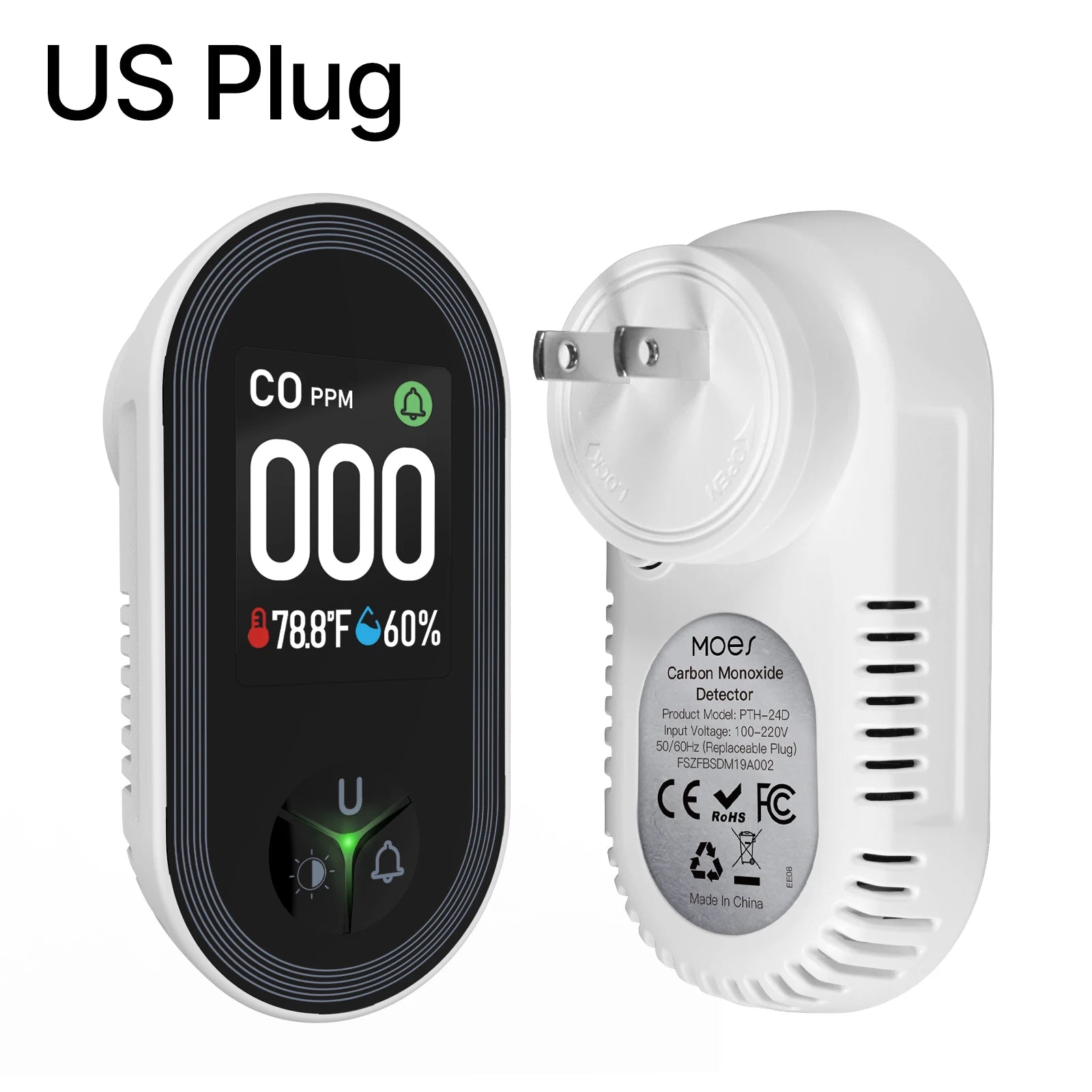 Moes Plastic Temperature Humidity Sensor Carbon Monoxide Detector