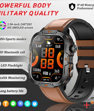 Fine Steel Waterproof Android Square Shaped Amoled Screen Smartwatch