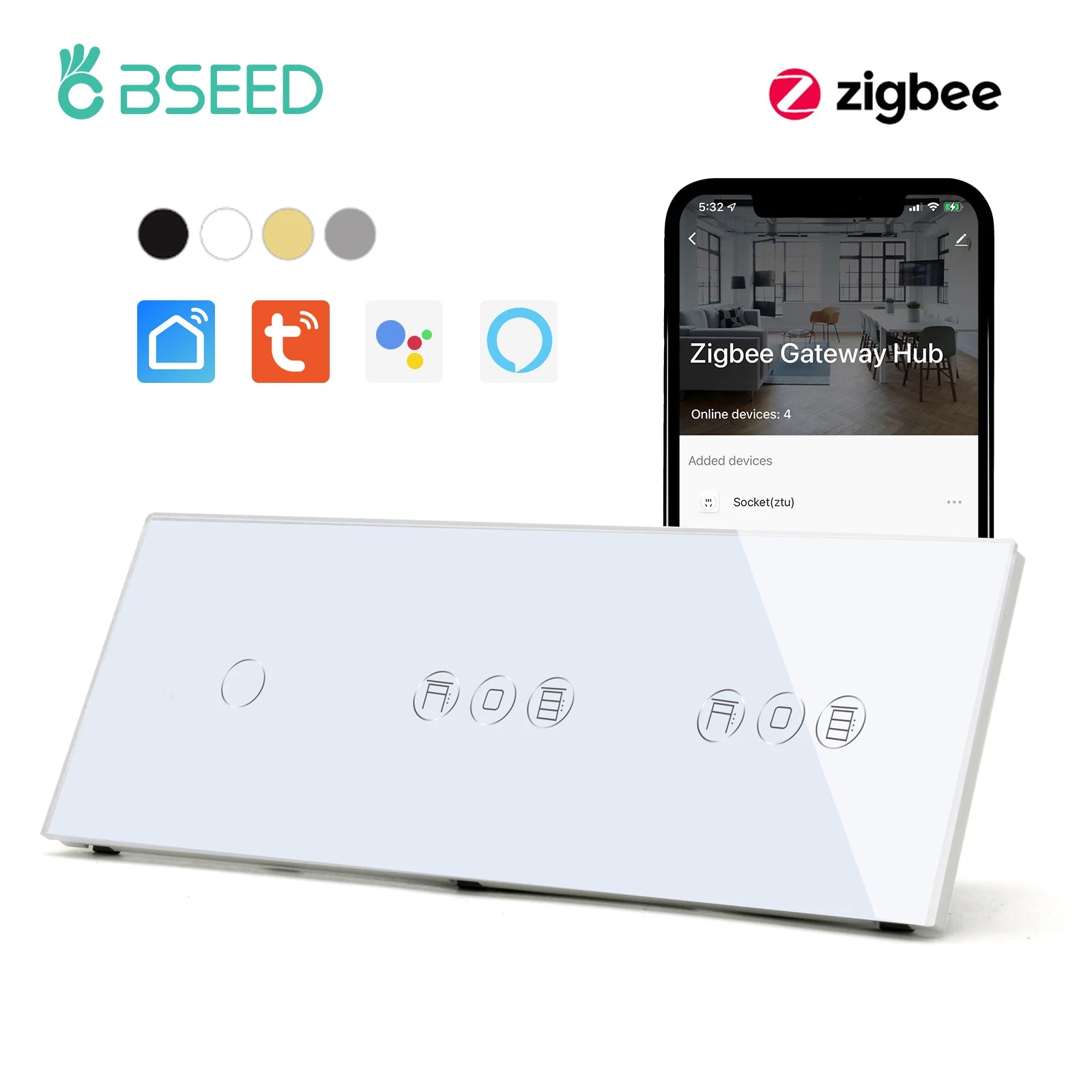 Bseed Alloy Multi Gang Roller Shutter APP Control Wifi Switch