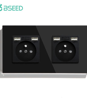Bseed 16A Glass Panel Single Double Triple Electric Wall Socket
