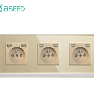 Bseed 16A Glass Panel Single Double Triple Electric Wall Socket