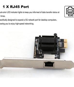 5000Mbps PCI-E To RJ45 5G Gigabit Ethernet Network Card
