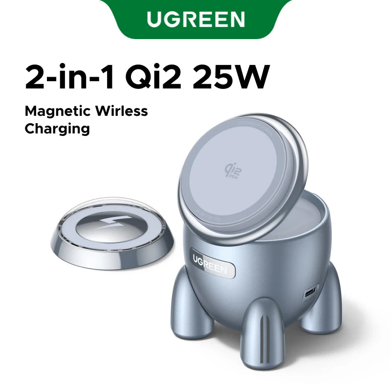Ugreen Magflow Innovative Rocket 2 IN 1 Qi2 25W Wireless Charger