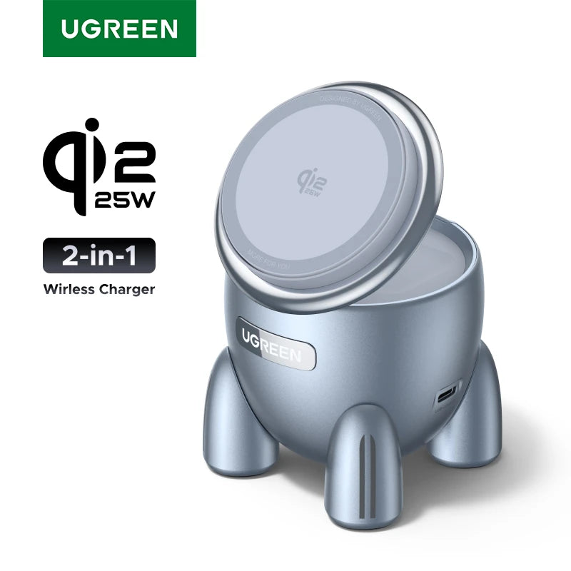 Ugreen Magflow Innovative Rocket 2 IN 1 Qi2 25W Wireless Charger