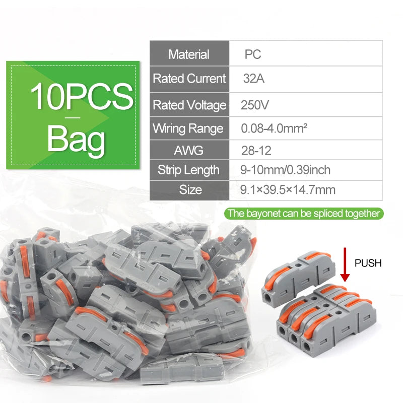 100% PC Inline Electrical Lever Quick Conductor Wire Connectors