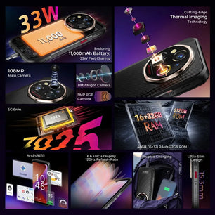 7500mAh 512GB Android WP55 Ultra 5G Rugged Smartphones