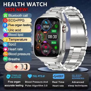 Fine Steel Waterproof Android Square Shaped Bluetooth Smartwatch