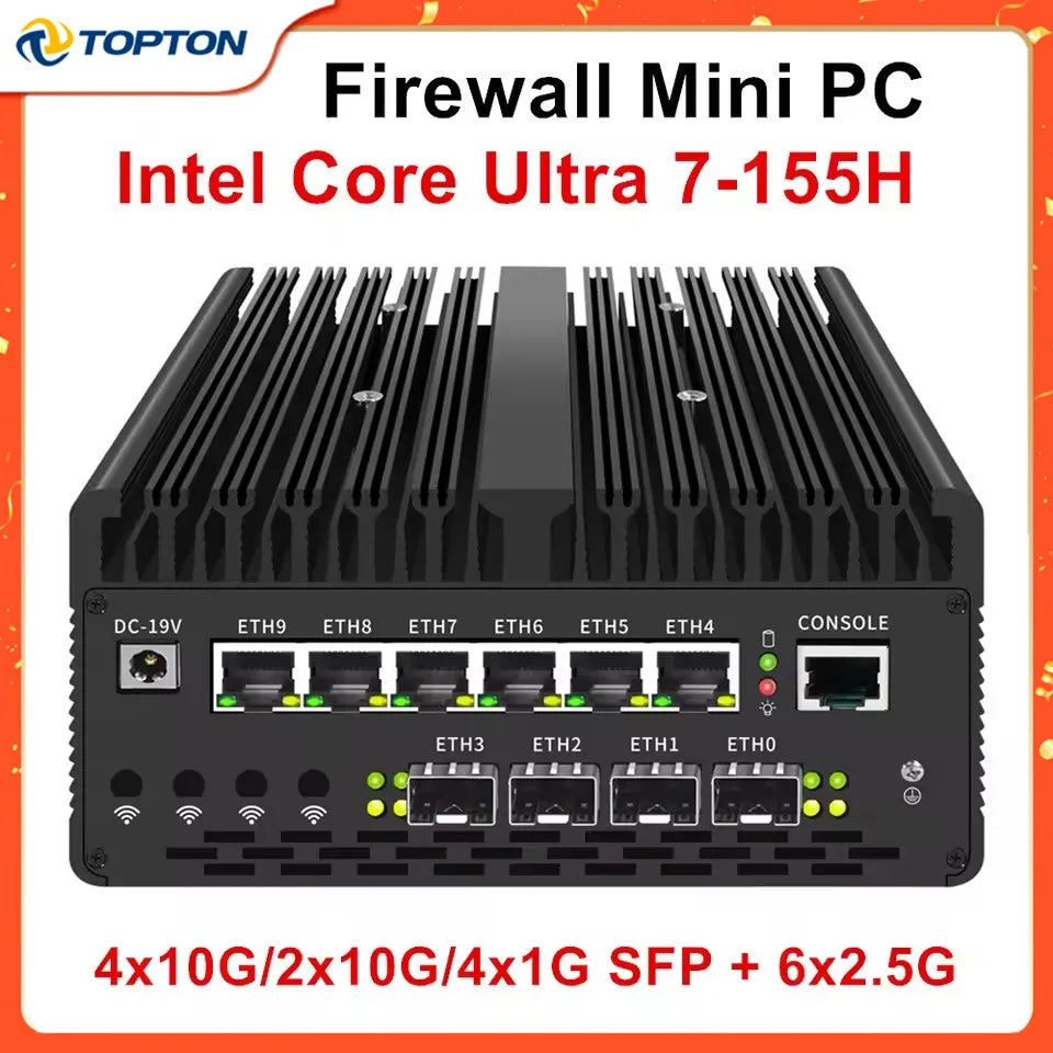 Topton 16 Cores Ultra 9 185H 7 155H Solid Firewall Mini PC