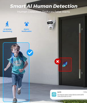 IP66 15MP Three Lens Wifi Outdoor 5X Digital Zoom Surveillance Camera