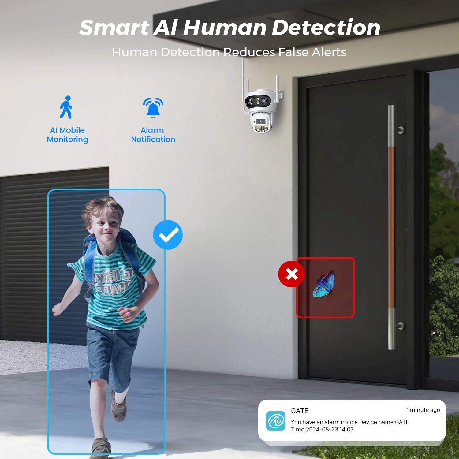 IP66 15MP Three Lens Wifi Outdoor 5X Digital Zoom Surveillance Camera