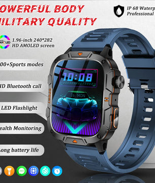 Fine Steel Waterproof Android Square Shaped Amoled Screen Smartwatch