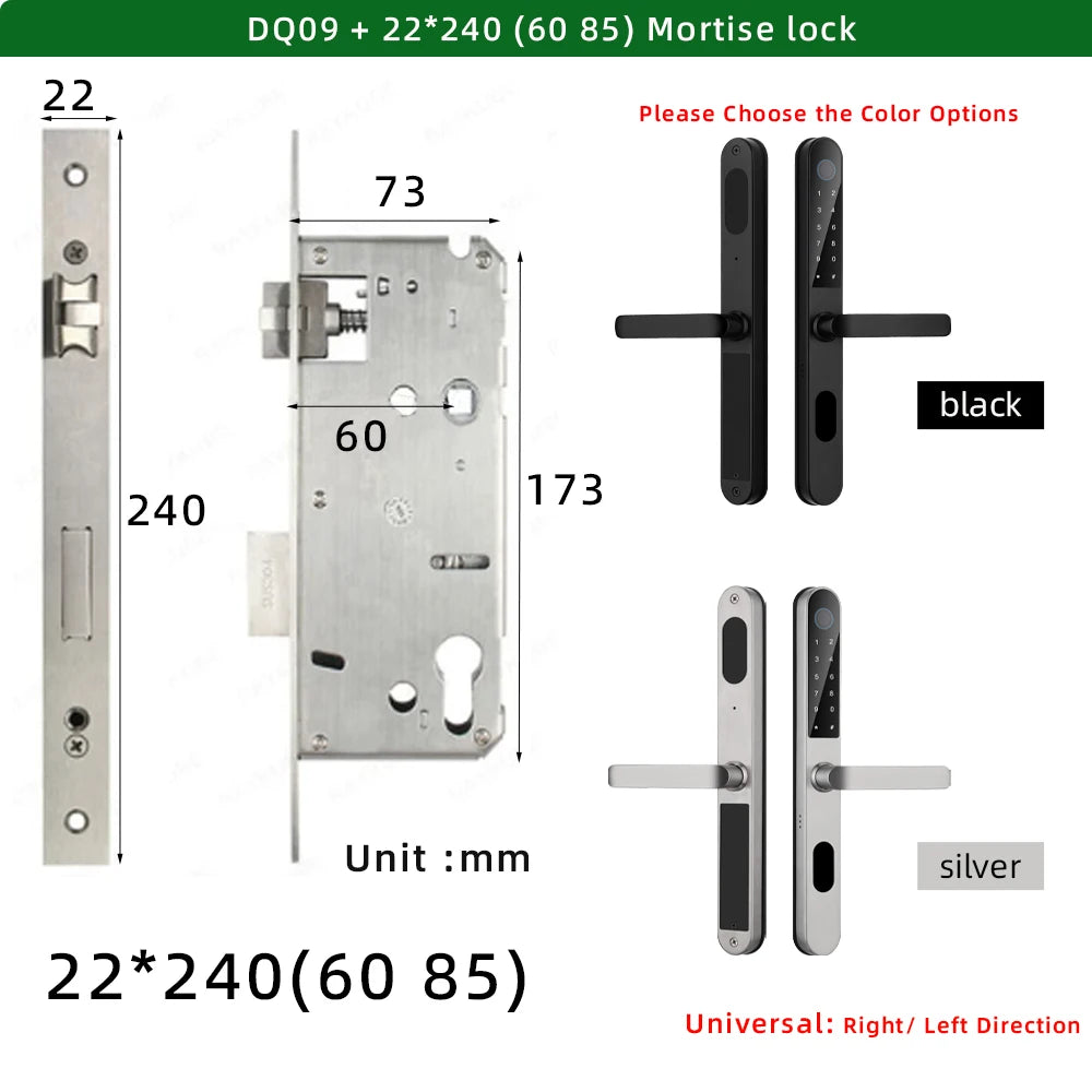 Aluminium Alloy Waterproof Bluetooth Reversible Handle Door Lock