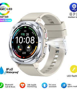 Silica Gel Waterproof Android Round Heart Rate Tracker Smartwatch