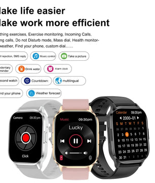 Silica Gel Waterproof Android Square Shaped Amoled Screen Smartwatch