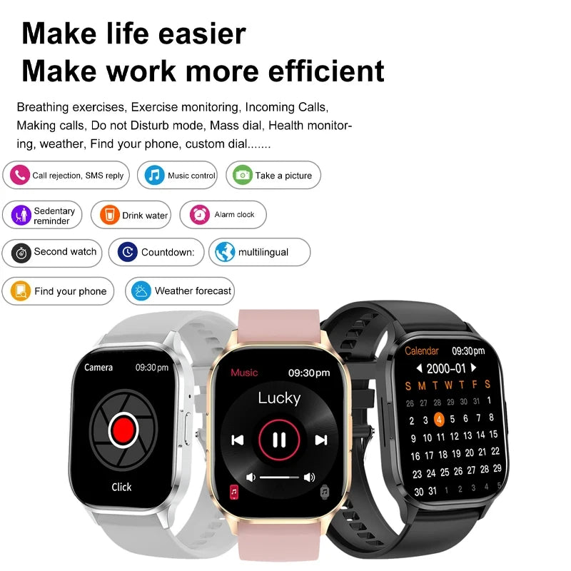 Silica Gel Waterproof Android Square Shaped Amoled Screen Smartwatch