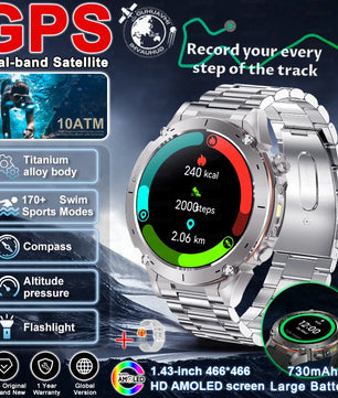Fine Steel Waterproof Android Round Shaped Amoled Screen Smartwatch