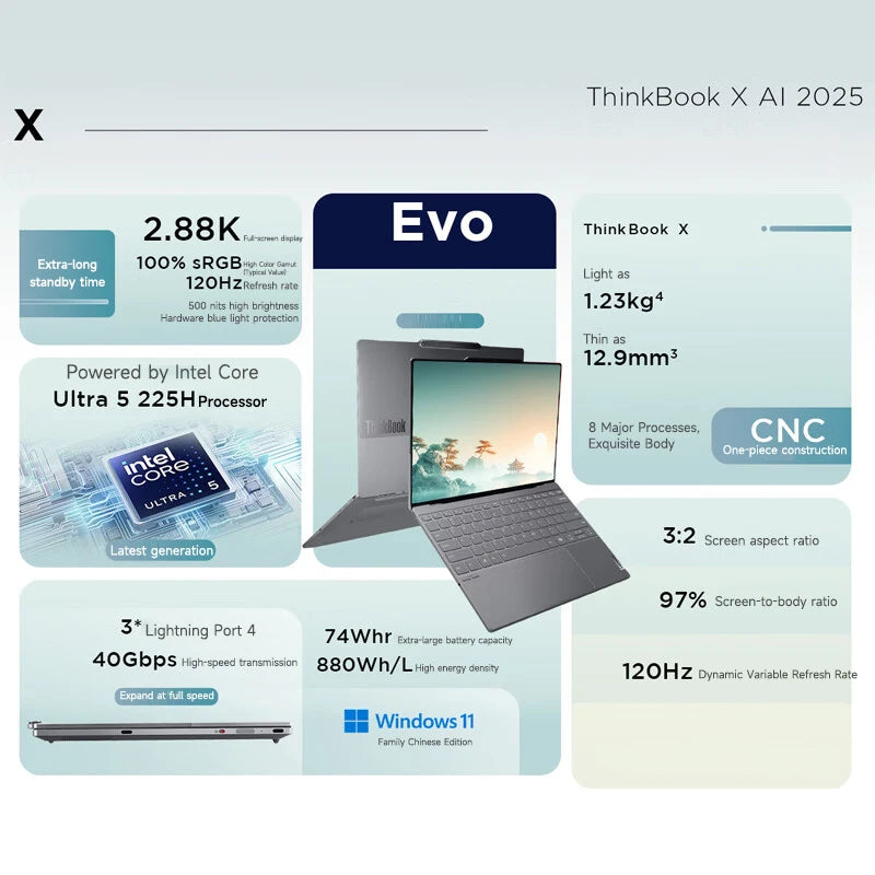 Lenovo Ultra5 225H Ultra9 285H 32GB RAM 2TB SSD 13.5 Inch Laptop