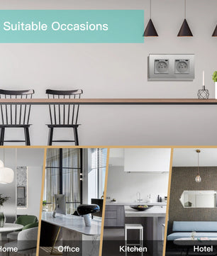 Bseed 16A Glass Panel Single Double Triple Electric Wall Socket