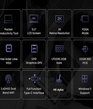 13.5 Inch FreeBook N100/i3-1215U Quad Core 12GB Touch Screen Laptop