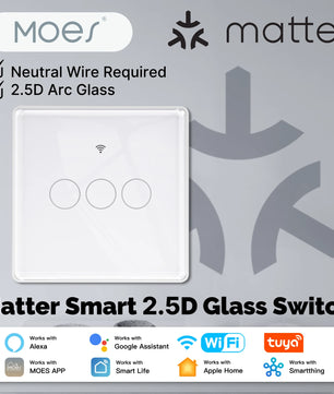 MOES Tuya 2.5D Matter WiFi Smart Light Switch with Neutral Wire