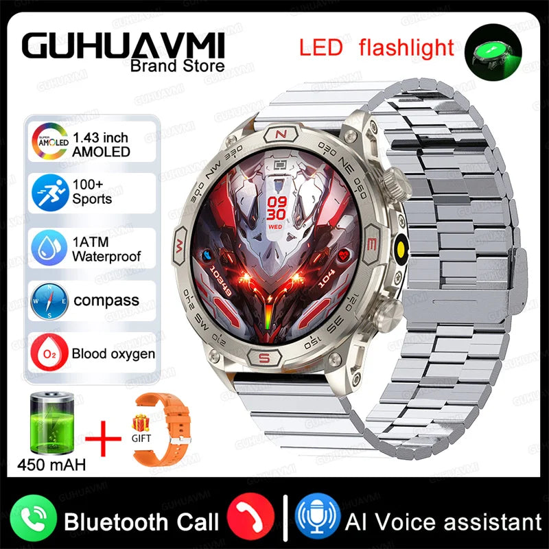 Stainless Steel Waterproof Android Round Shaped Bluetooth Smartwatch