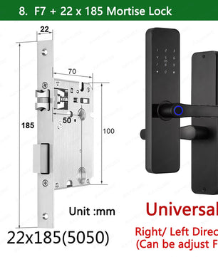 Zinc Alloy Fingerprint Bluetooth Rechargeable Battery Door Lock