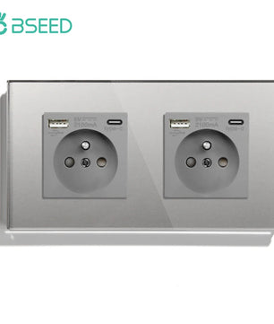 Bseed 16A Glass Panel Single Double Triple Electric Wall Socket