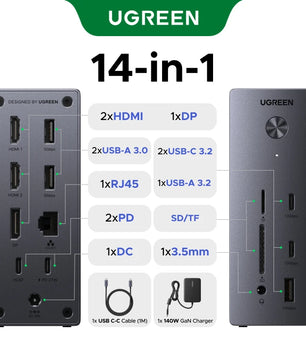 Ugreen 14-IN-1 10Gbps Metal Type-C HDMI RJ45 Docking Station