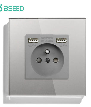Bseed 16A Glass Panel Single Double Triple Electric Wall Socket