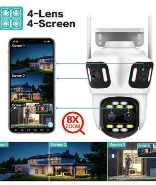 Boavision 12MP WIFI 4 Screen Auto Tracking Security Dome Camera