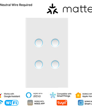 Moes Tuya WiFi Concave Glass Smart Switch with Alexa Google