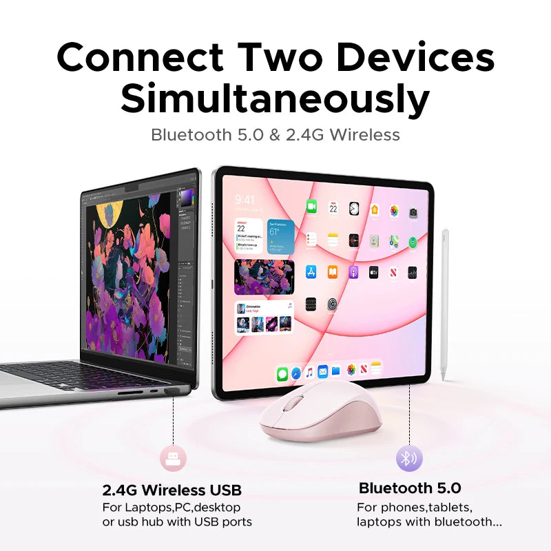 Ugreen Wireless Mouse 2.4G Bluetooth Dual Mode Portable Mouse