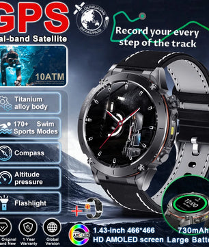 Fine Steel Waterproof Android Round Shaped Amoled Screen Smartwatch