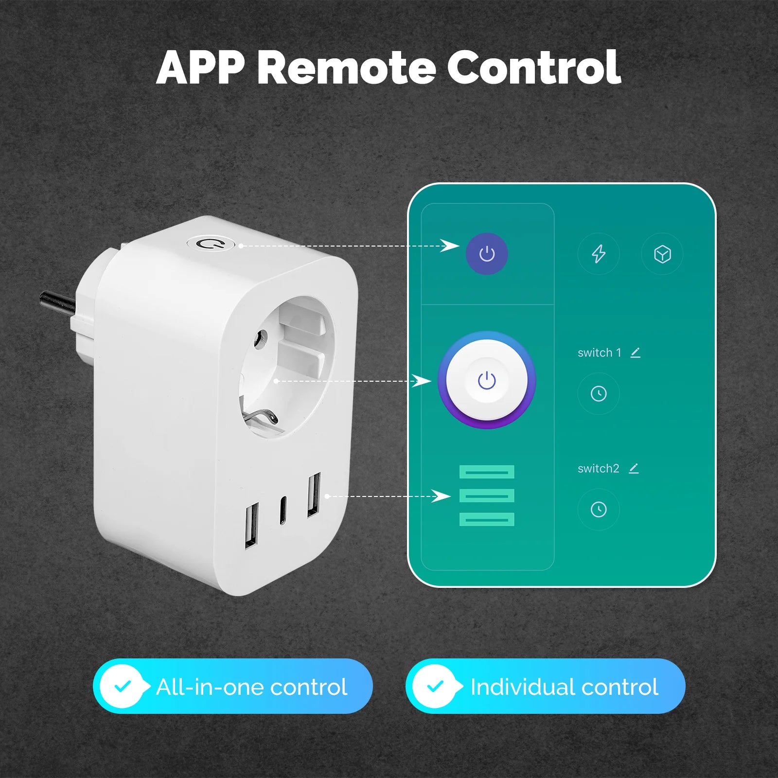MOES WiFi 16A Plug USB Type-C Power Monitor with Alexa Google Home