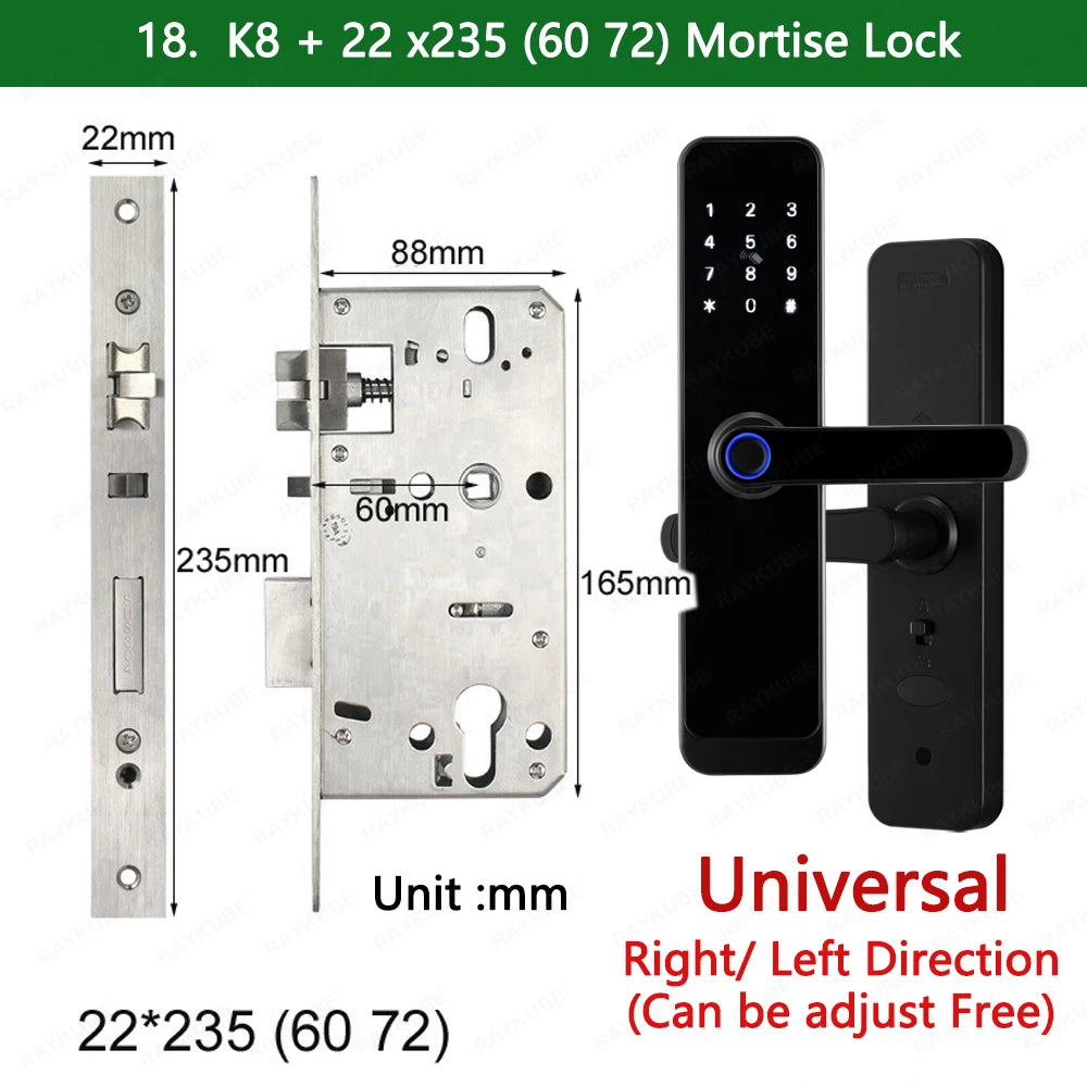 Wifi Smart Fingerprint Digital Electric Door Lock with Longer Handle Panels