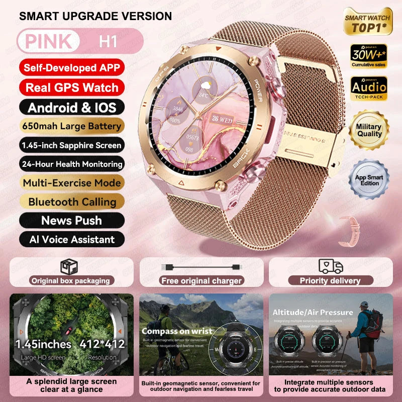 Silica Gel Waterproof Android Round Shaped Amoled Screen Smartwatch