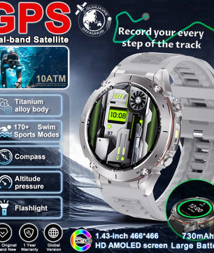 Fine Steel Waterproof Android Round Shaped Amoled Screen Smartwatch