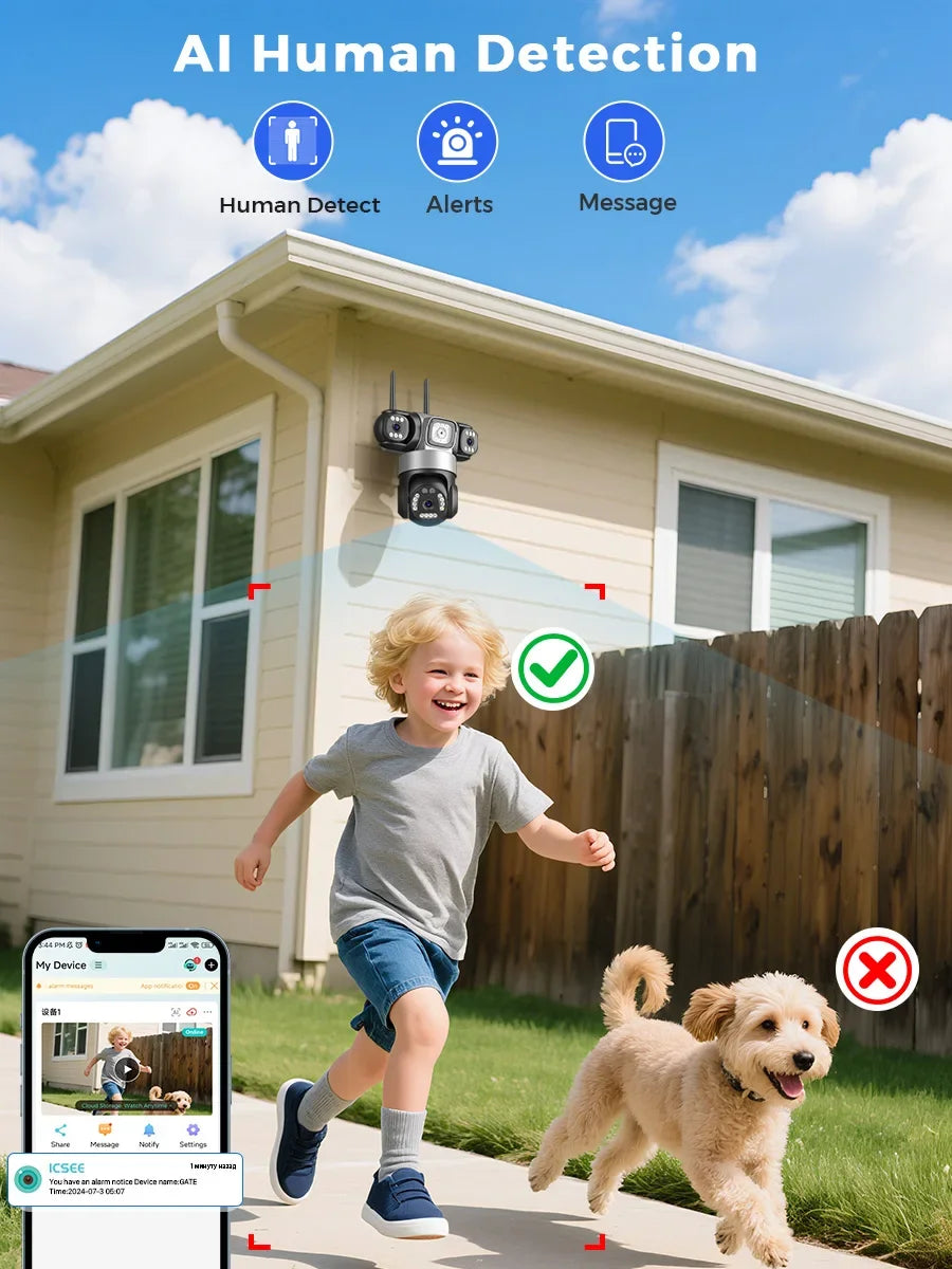 12MP 6K Three Lens Waterproof 360° Surveillance Camera