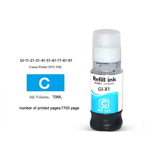70ml GI61 Dye Ink Refill For Canon PIXMA G3620 G3660 Printer
