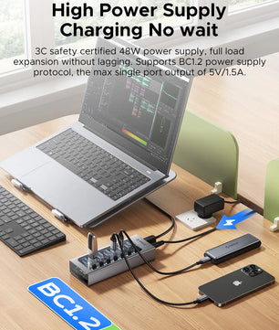 Orico 7-IN-1 Aluminum Alloy USB 3.0 Splitter Docking Station Hub