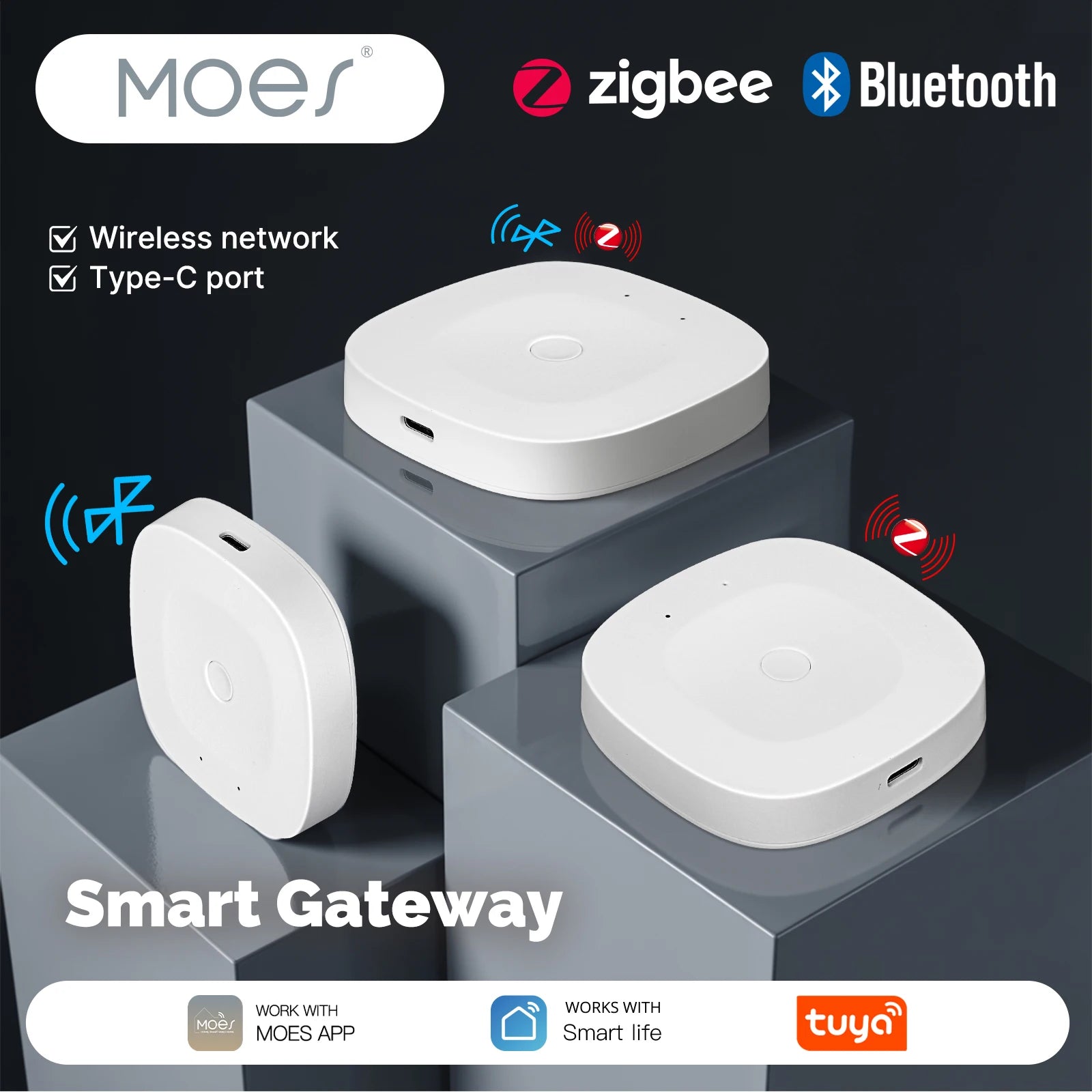 MOES Bluetooth ZigBee Multi-Mode Gateway Hub with Alexa Google Home