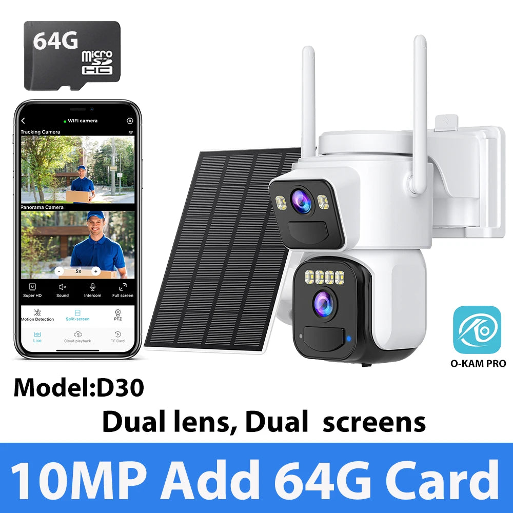 10MP 5K Wireless Solar Wifi Dual Lens Surveillance Camera