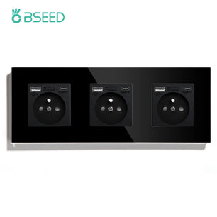 Bseed 16A Glass Panel Single Double Triple Electric Wall Socket
